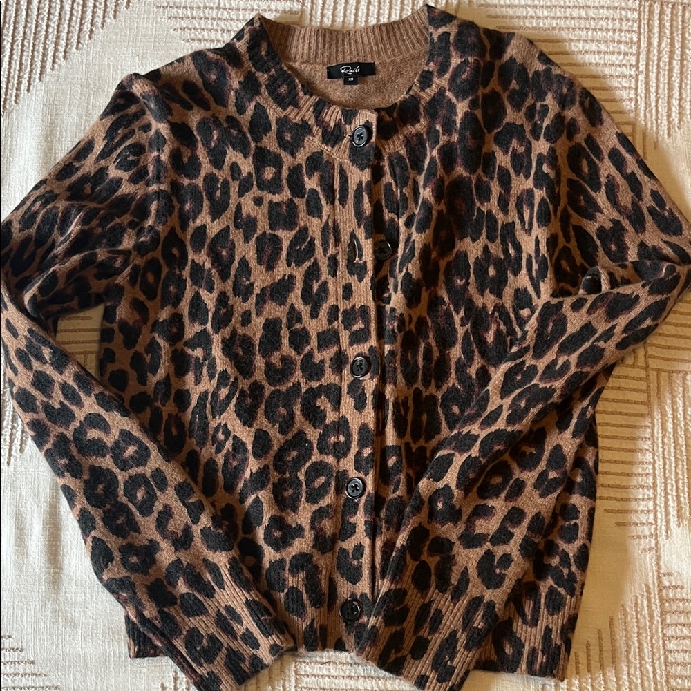 Rails Leopard Print Button-Front Cardigan in Brown and Black